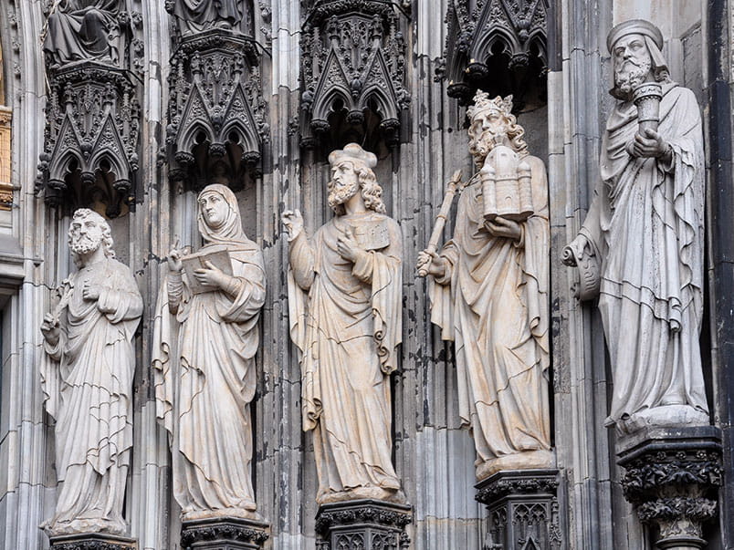 Statues on the exterior of Cologne Cathedral, Germany